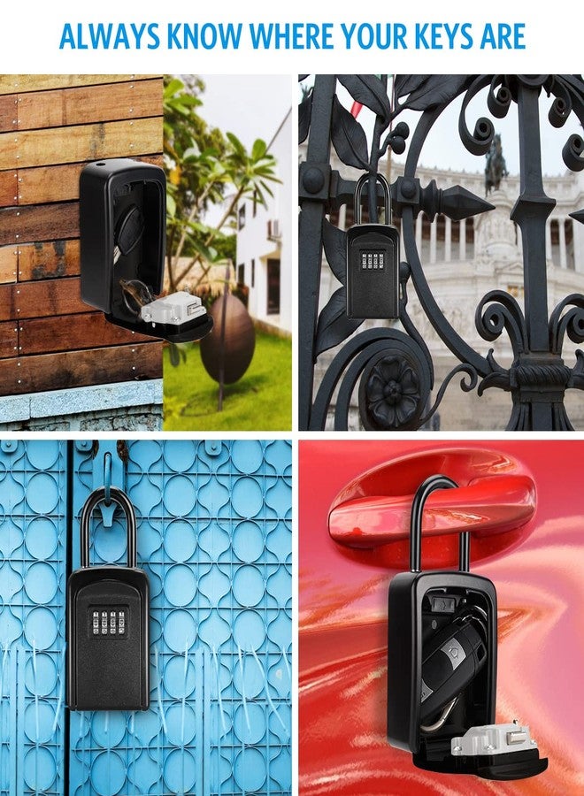 AMIR Wall Mounted Key Lock Box - New Version Weatherproof 4 Digit Combination Safe With Removable Shackle, 5 Keys Capacity for Indoor Outdoor Use, Small Size 3.66 Inch - Image 3